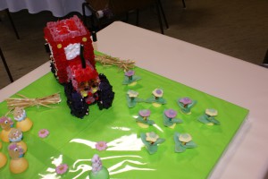 tracteur rouge en bonbons