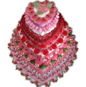 Pièce montée de plusieurs niveaux en bonbons roses